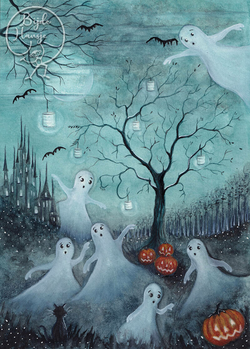 Card Halloween Ghosts