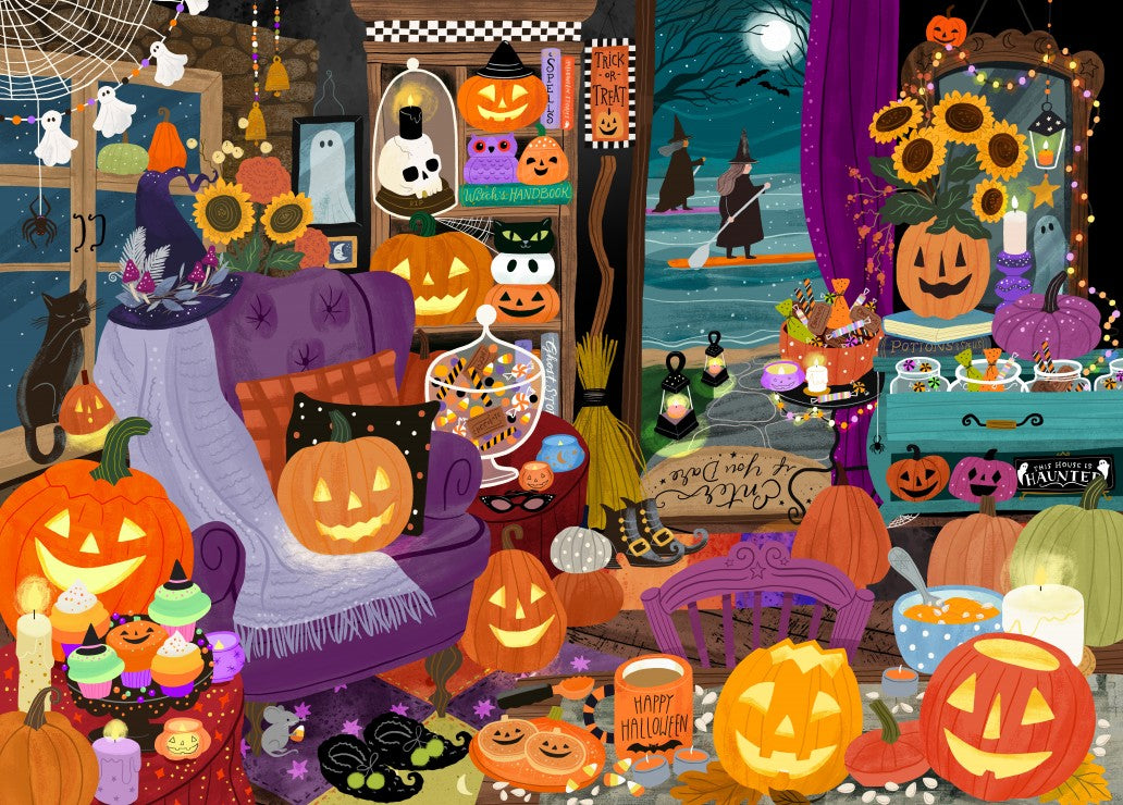 Puzzel Het uur van de Halloween Heksen
